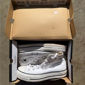 Converse White High-Top Platform Chuck Taylor Sneakers